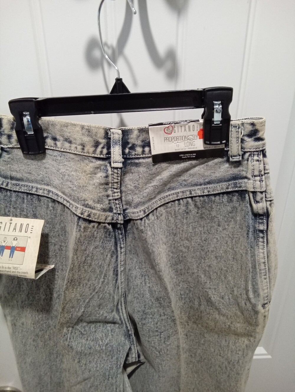 Vintage NWT 80's Gitano Sz 12 Long 29.5x32 Pleated Acid WashMom Jeans Deadstock - Picture 7 of 16